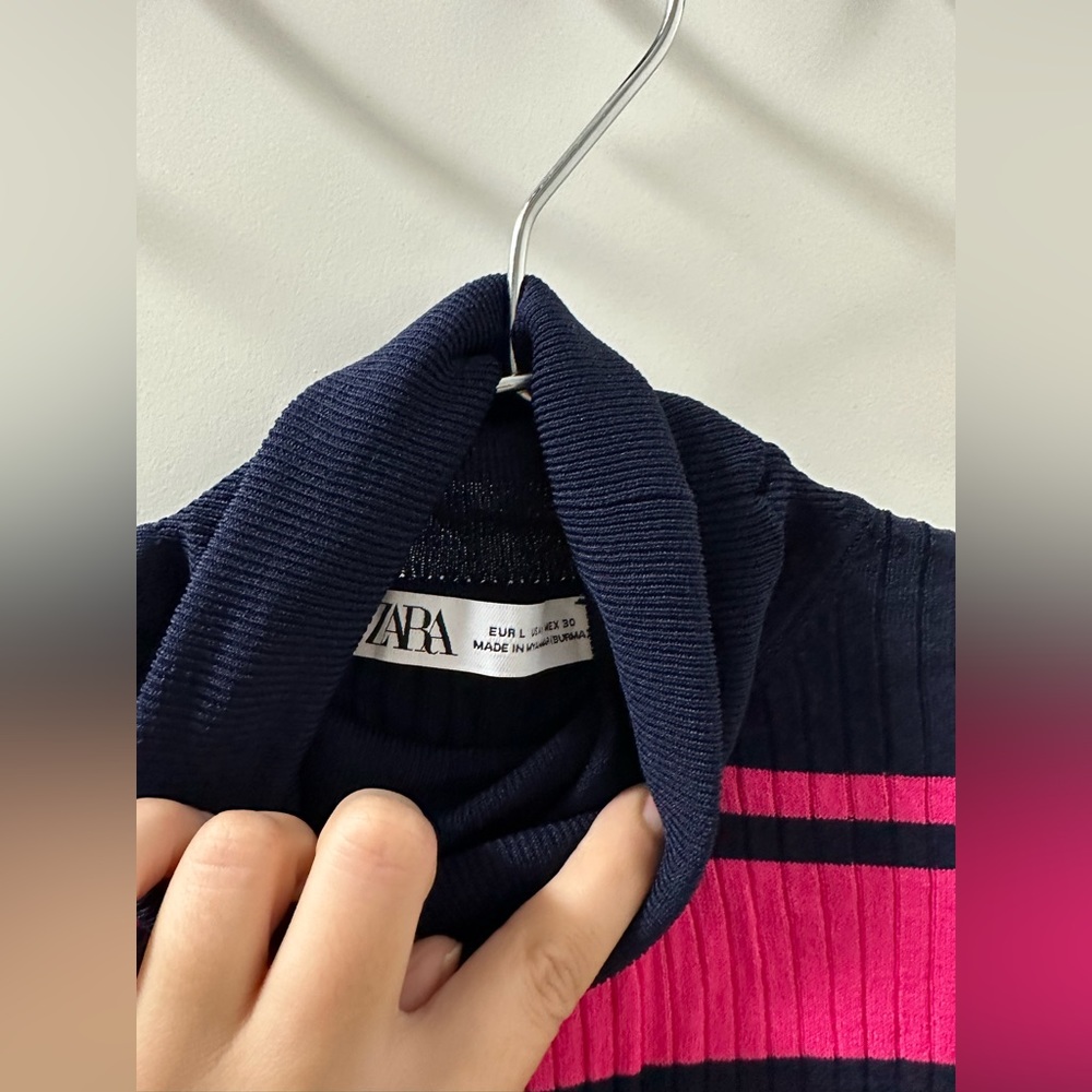 Zara striped ribbed knit sweater-size L - Picture 7 of 8